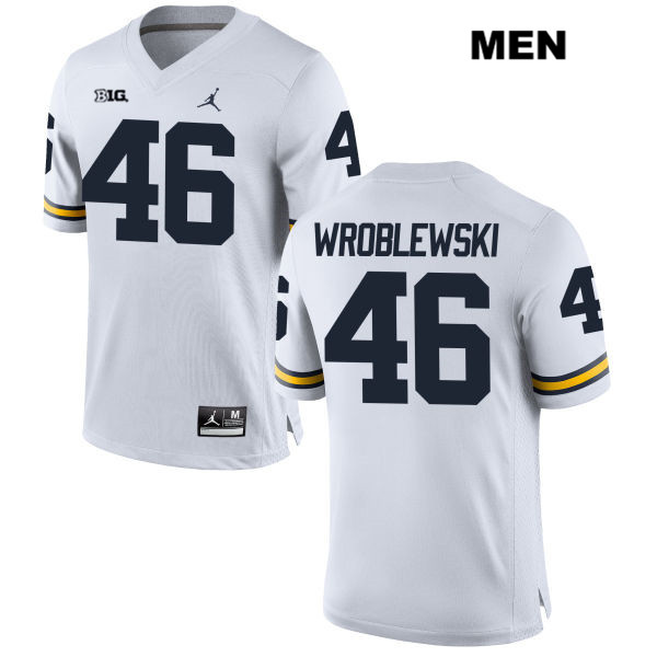 Men's NCAA Michigan Wolverines Michael Wroblewski #46 White Jordan Brand Authentic Stitched Football College Jersey II25J17LG